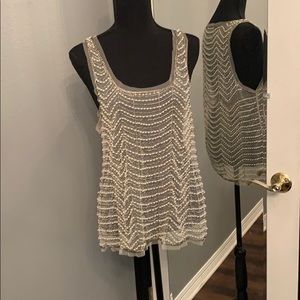 3/25 💵 Pearl and silver beaded tank overlay
